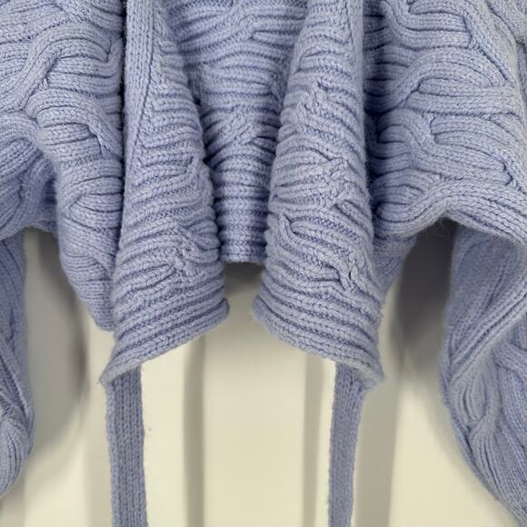 ZARA Wrap Cardigan Chunky Cable Knit Cropped Sweater Periwinkle, Bloggers Fav - Picture 8 of 13